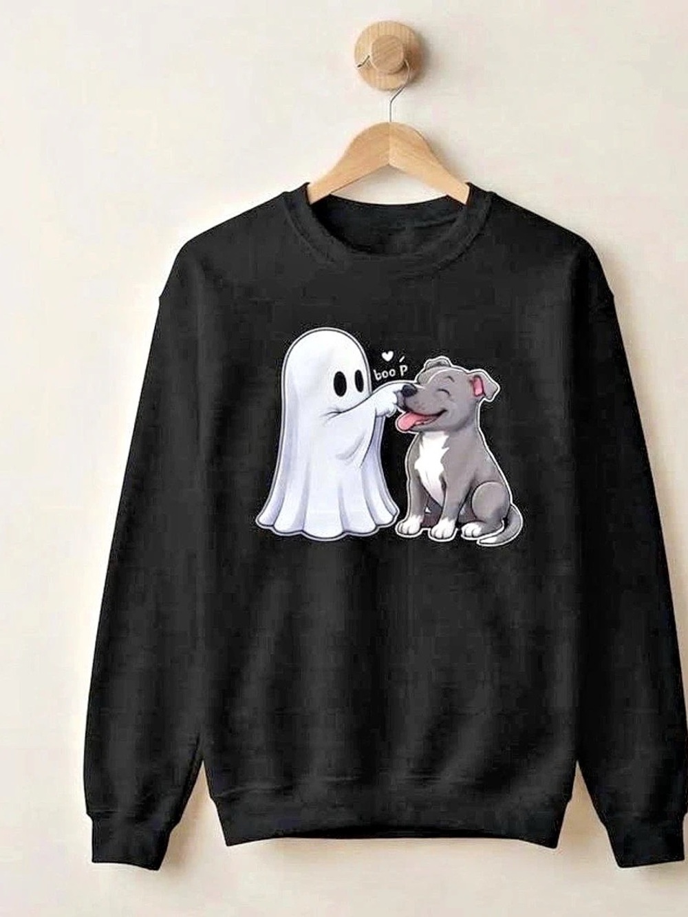 Ghost & Puppy Graphic Sweatshirt in Black